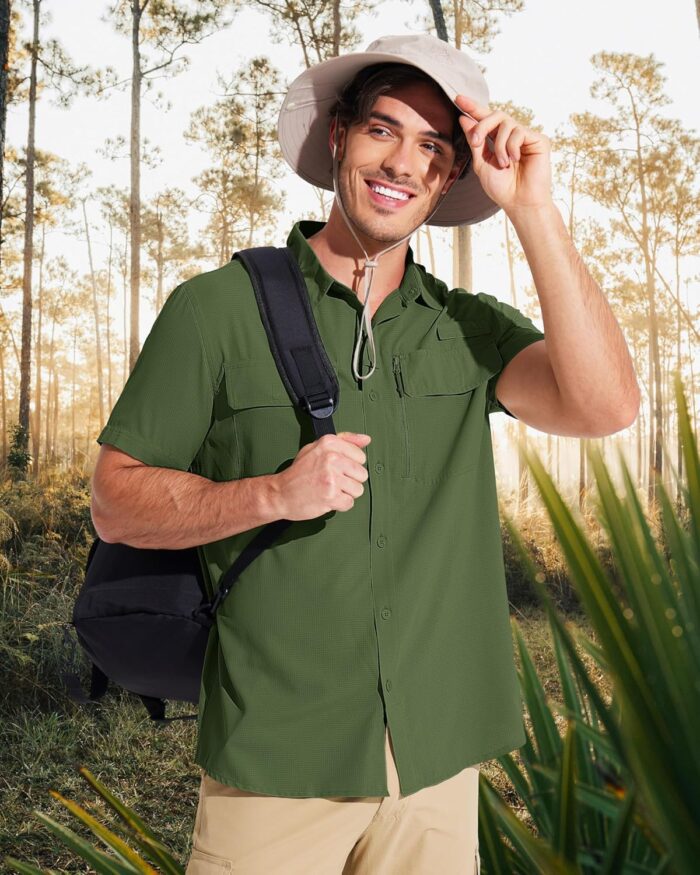 MAGCOMSEN Mens Fishing Shirts Short Sleeve UPF 50+ Sun Protection Button Down Shirt Quick Dry Cooling Shirt for Hiking Safari - Image 7