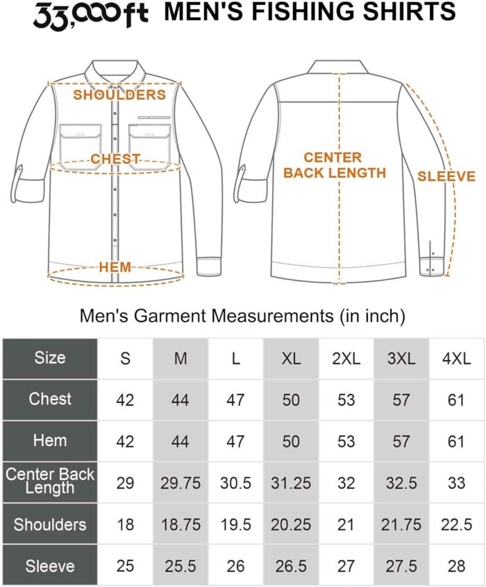 33,000ft Men's Long Sleeve Sun Protection Shirt UPF 50+ UV Quick Dry Cooling Fishing Shirts for Travel Safari Camping Hiking - Image 8