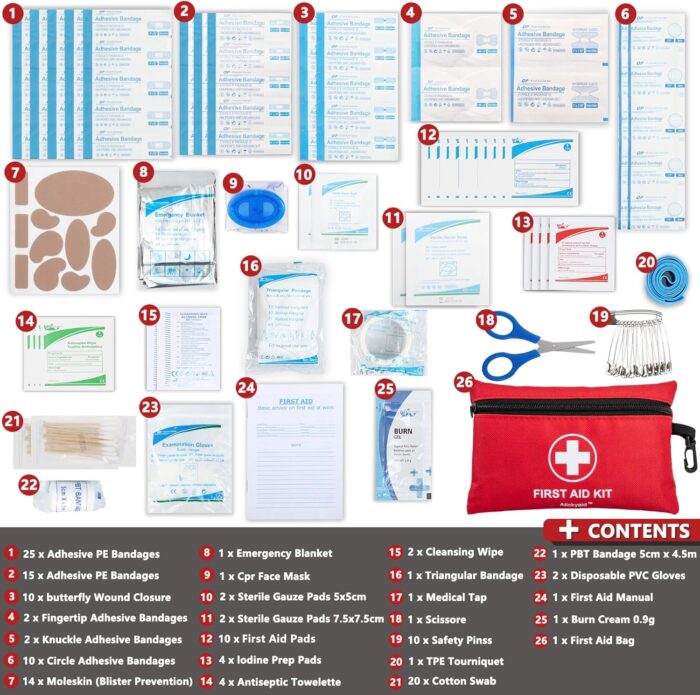 Mini First Aid Kit - 140 Piece Small First Aid Medical Kit for Car, Home, Office, Travel, Camping, Sports, Outdoor, School - Emergency First Aid Supplies and Survival Kit - Image 3