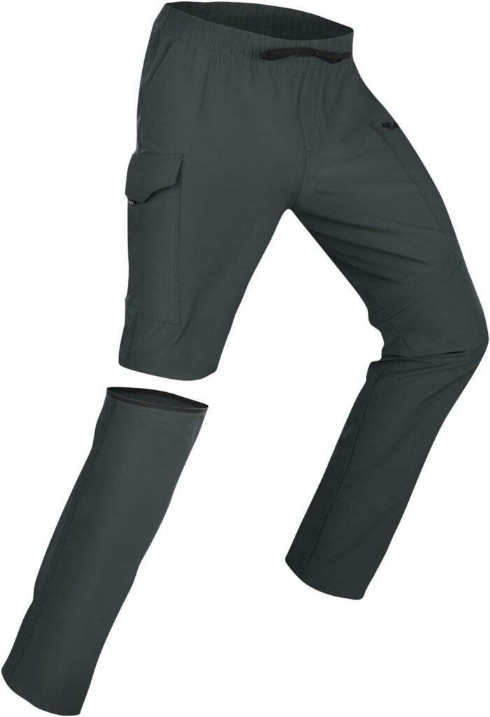 BALEAF Men's Hiking Convertible Pants Water Resistant Lightweight Quick Dry Cargo Elastic Waist Outdoor with Zip Pockets - Image 2