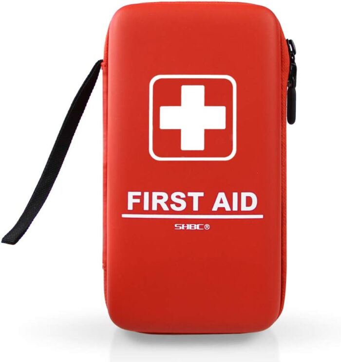 SHBC Compact First Aid Kit (139 Piece) Adventure Medical Kits Waterproof- Includes Emergency Blanket, Fire Starter, Compass, Wire Saw for Survival, Home, Car, Camping, Hiking, Hunting, Sport