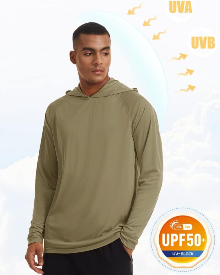 MAGCOMSEN Men's Hooded UPF 50+ Sun Protection T Shirts Long Sleeve Athletic Fishing Shirts Rash Guards - Image 3