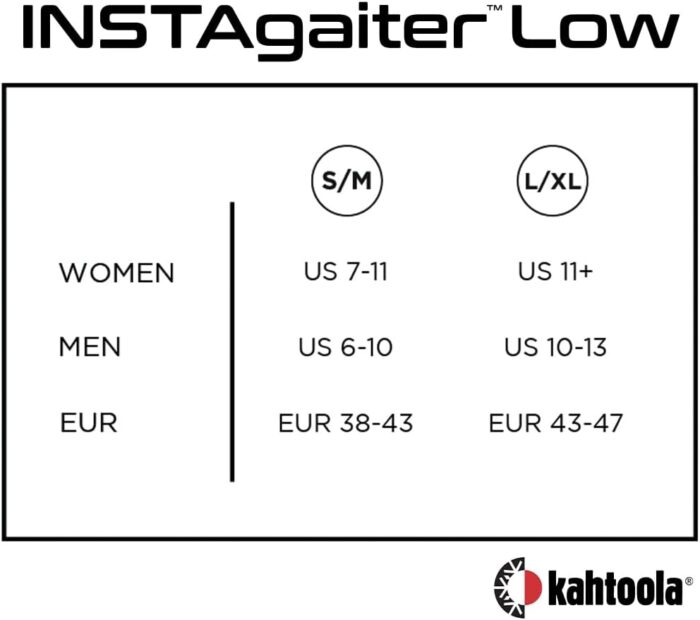 Kahtoola INSTAgaiter Low Gaiters for Hiking, Trail Running, Mountaineering, Hunting, Rocky Terrain, Mud, Snow & Ice - Image 5