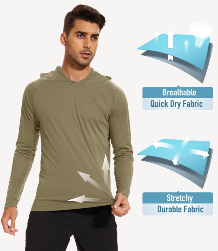 MAGCOMSEN Men's Hooded UPF 50+ Sun Protection T Shirts Long Sleeve Athletic Fishing Shirts Rash Guards - Image 4