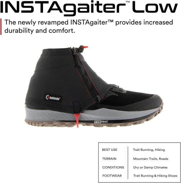 Kahtoola INSTAgaiter Low Gaiters for Hiking, Trail Running, Mountaineering, Hunting, Rocky Terrain, Mud, Snow & Ice - Image 2