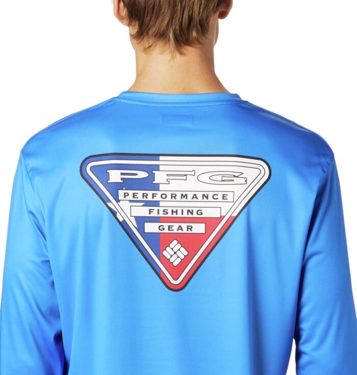 Columbia Men's Standard Terminal Tackle PFG State Triangle Long Sleeve, Vivid Blue/TX Flag, Large - Image 3