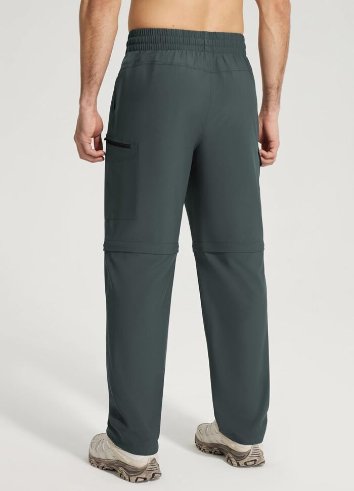 BALEAF Men's Hiking Convertible Pants Water Resistant Lightweight Quick Dry Cargo Elastic Waist Outdoor with Zip Pockets - Image 3