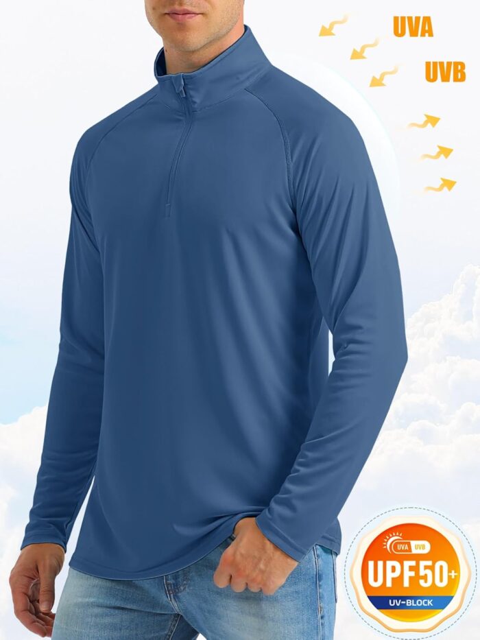 MAGCOMSEN Men's Long Sleeve Sun Shirts UPF 50+ Tees 1/4 Zip Up Fishing Running Rash Guard T-Shirts Outdoor Shirt - Image 3