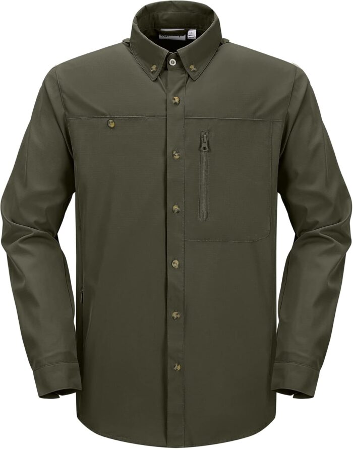 33,000ft Men's UPF 50+ UV Protection Long Sleeve Hiking Shirts Breathable Quick Dry Fishing Shirts for Safari, Outdoor