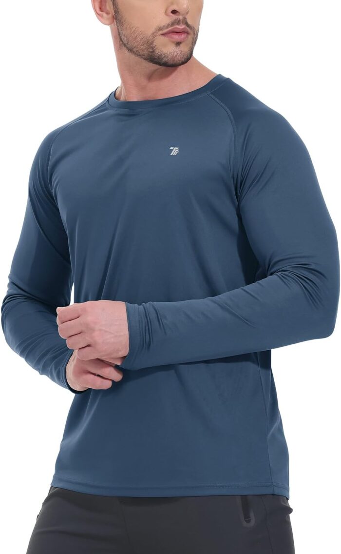 TBMPOY Men's Hiking Shirts Waterproof Dry Fit Athletic T-Shirts SPF Long Sleeve Safari Shirts Outdoor Work Swim Fishing Tops - Image 5