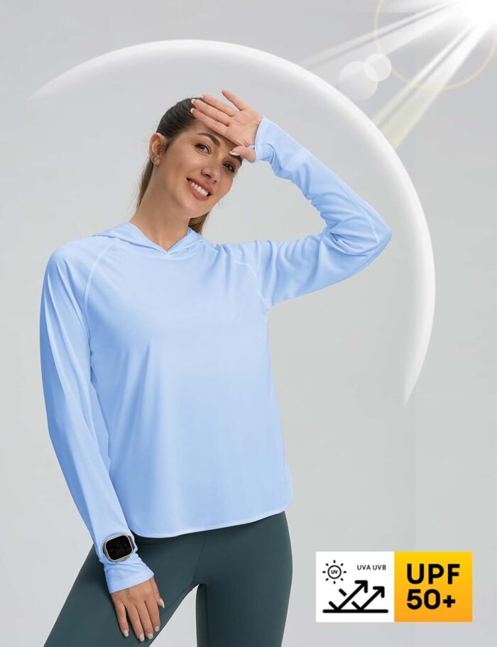 Women's UPF 50+ Sun Shirt SPF Long Sleeve Lightweight Hoodie UV Protection Clothing Hiking Fishing Outdoor - Image 3