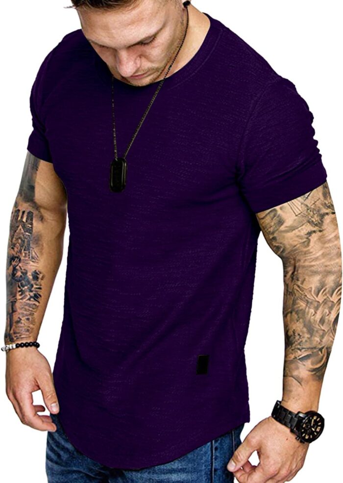 Fashion Mens T Shirt Muscle Gym Workout Athletic Shirt Cotton Tee Shirt Top