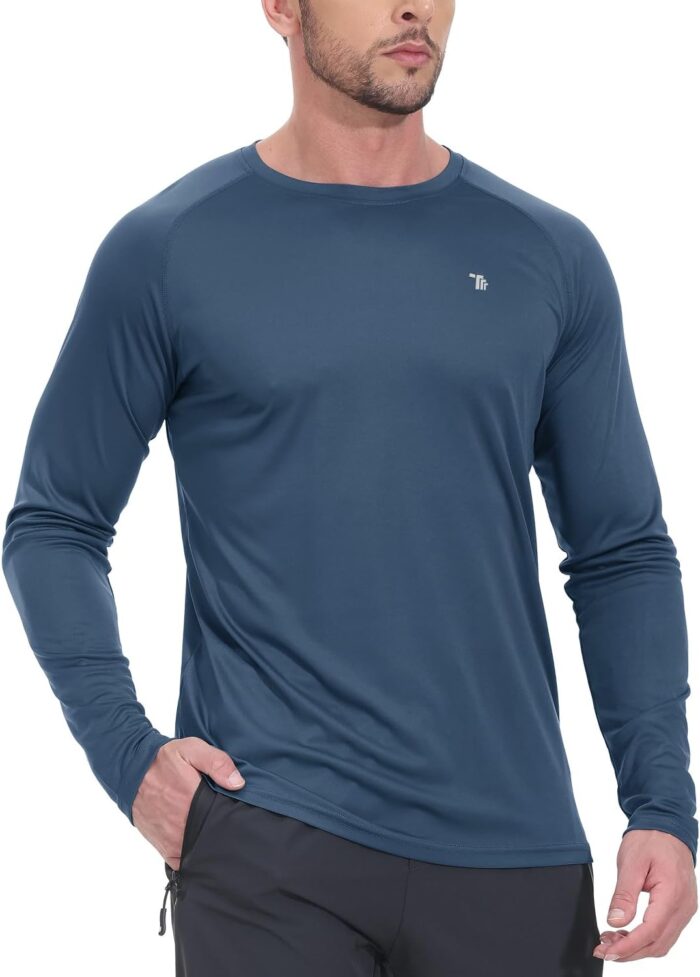 TBMPOY Men's Hiking Shirts Waterproof Dry Fit Athletic T-Shirts SPF Long Sleeve Safari Shirts Outdoor Work Swim Fishing Tops - Image 6