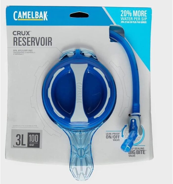 CamelBak Crux 3-Liter Water Reservoir - Hydration Bladder - Faster Water Flow Rate - Leak-Proof Water Bladder - Ergonomic Shape - Big Bite Valve - BPA-Free - 100oz, Blue - Image 5