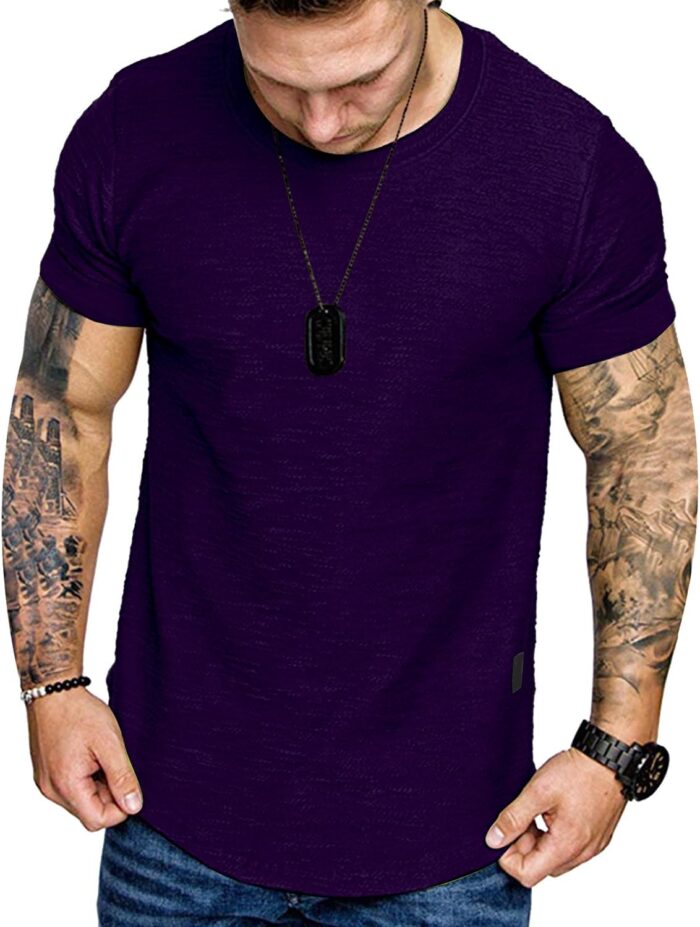 Fashion Mens T Shirt Muscle Gym Workout Athletic Shirt Cotton Tee Shirt Top - Image 3