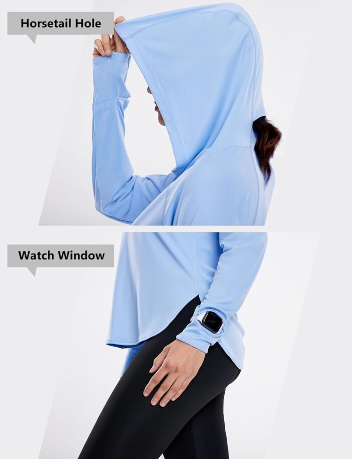 Women's UPF 50+ Sun Shirt SPF Long Sleeve Lightweight Hoodie UV Protection Clothing Hiking Fishing Outdoor - Image 4