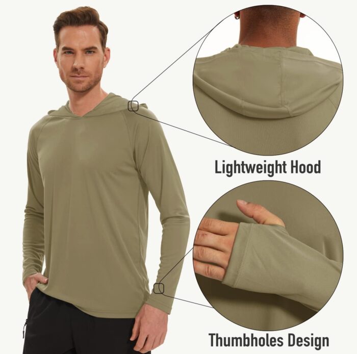 MAGCOMSEN Men's Hooded UPF 50+ Sun Protection T Shirts Long Sleeve Athletic Fishing Shirts Rash Guards - Image 5