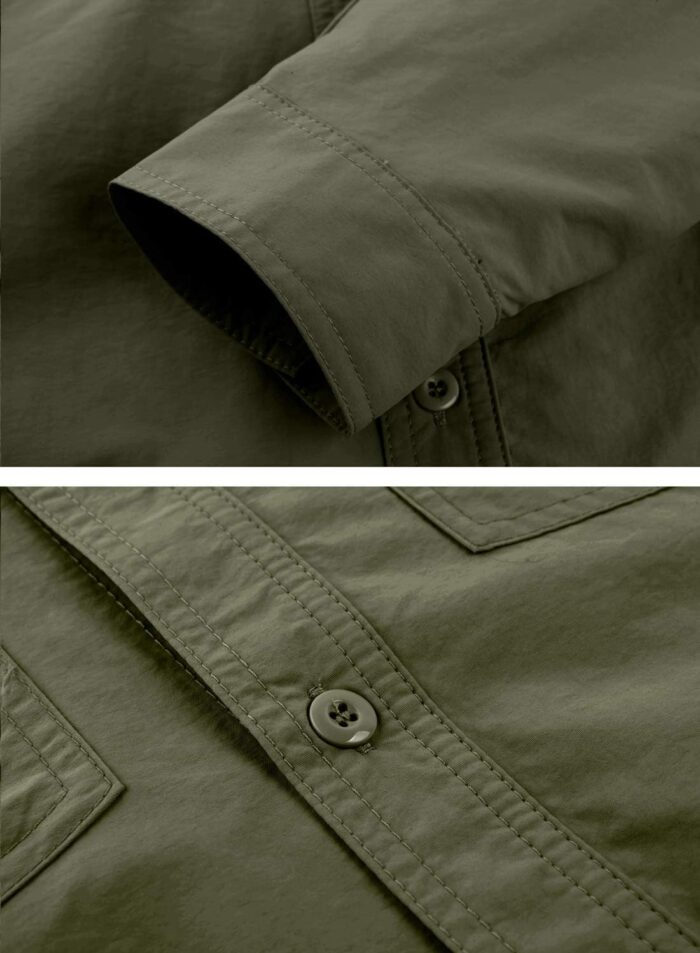 TACVASEN Nylon Lightweight Breathable Long Sleeve Shirt for Climbing Hiking, Green, M - Image 3