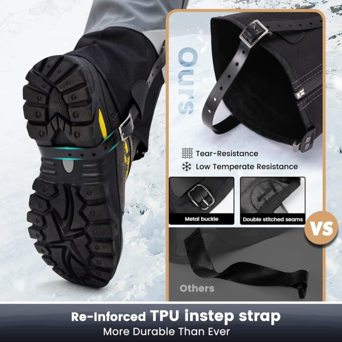 Hikenture Gaiters for Hiking Waterproof, Leg Gaiters with Upgraded Zipper Design, Lightweight Shoe Gaiters for Men Women, Dirt-Proof Ripstop Hiking Gaiters, Breathable Boot Gators for Hunting - Image 4