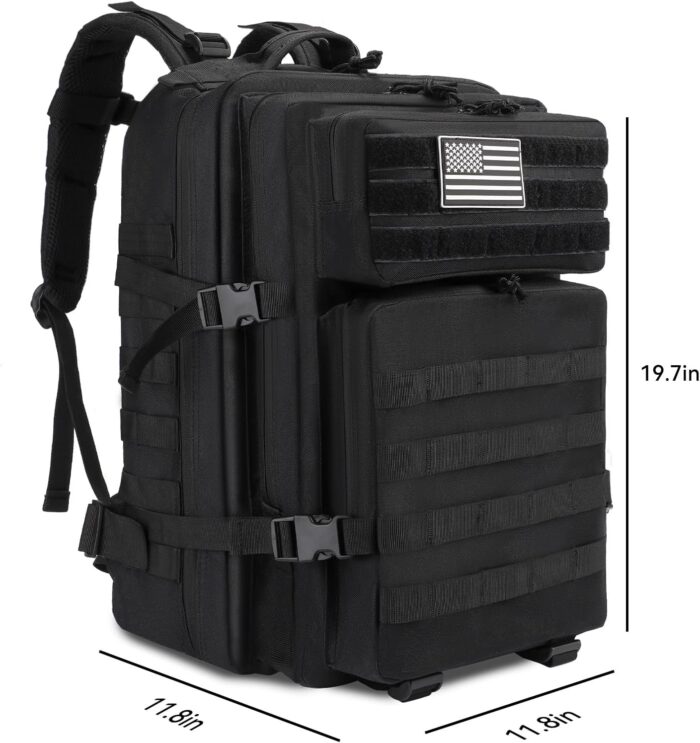TOMSHOO 45L Military Tactical Backpacks Large MOLLE 3 Day Assault Pack for Men And Women Outdoor Hiking Hunting Camping (Black) - Image 6