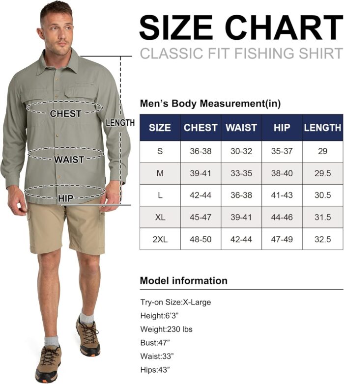 33,000ft Men's Long Sleeve Sun Protection Shirt UPF 50+ UV Quick Dry Cooling Fishing Shirts for Travel Safari Camping Hiking - Image 7