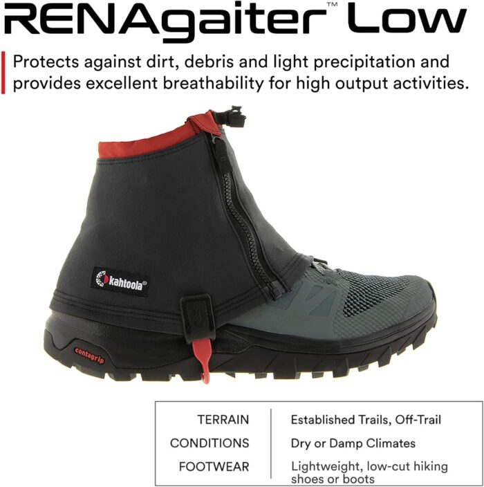 Kahtoola RENAgaiter Low Gaiters for Hiking, Mountaineering, Trail Running, Shoe & Boot Protection in Mud, Snow & Ice - Image 2