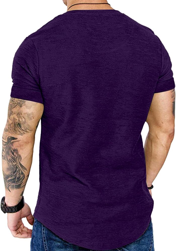 Fashion Mens T Shirt Muscle Gym Workout Athletic Shirt Cotton Tee Shirt Top - Image 4