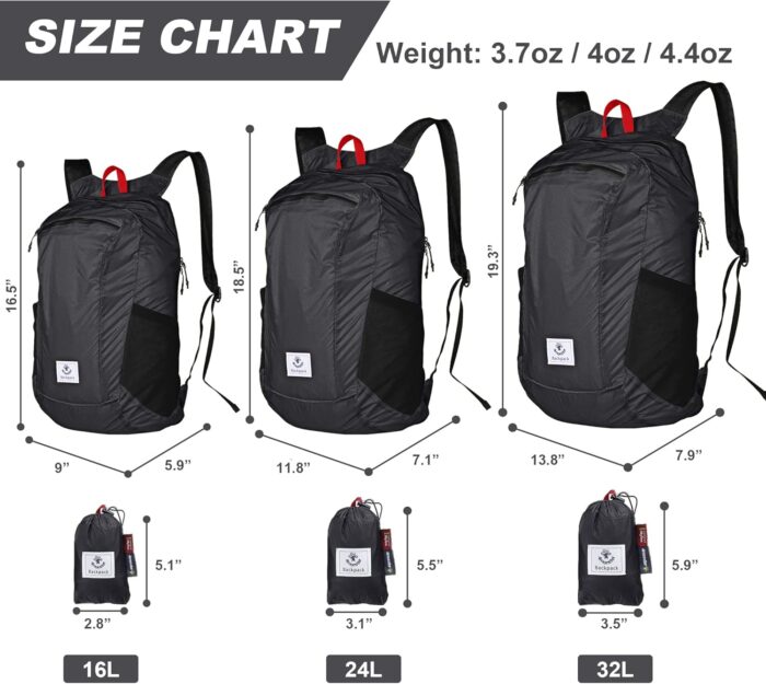4Monster Hiking Daypack,Water Resistant Lightweight Packable Backpack for Travel Camping Outdoor - Image 3