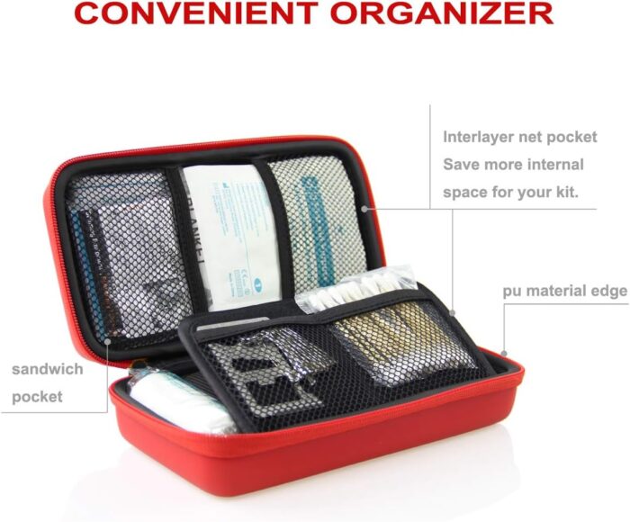 SHBC Compact First Aid Kit (139 Piece) Adventure Medical Kits Waterproof- Includes Emergency Blanket, Fire Starter, Compass, Wire Saw for Survival, Home, Car, Camping, Hiking, Hunting, Sport - Image 2