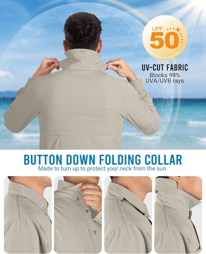 Outdoor Ventures Men's Long Sleeve Hiking Shirt UPF 50 UV Sun Protection Shirt Cooling Quick Dry for Travel Fishing Safari - Image 4
