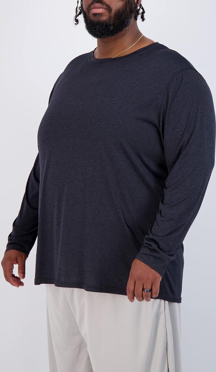 Real Essentials 3 Pack: Men’s Big & Tall Tech Stretch Long-Sleeve & Short-Sleeve Dry-Fit T-Shirt (3XT-5XT) - Image 2