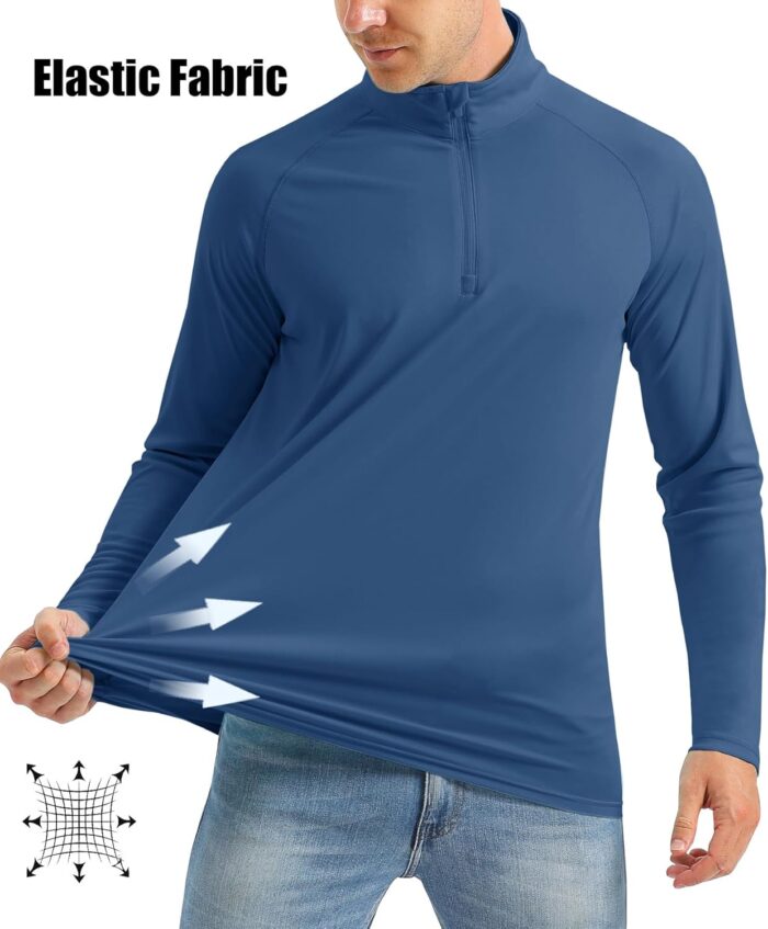 MAGCOMSEN Men's Long Sleeve Sun Shirts UPF 50+ Tees 1/4 Zip Up Fishing Running Rash Guard T-Shirts Outdoor Shirt - Image 2