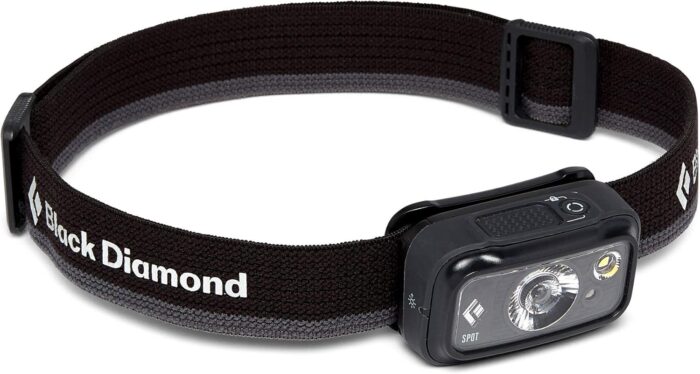 BLACK DIAMOND Spot 350 LED Headlamp (Graphite) - Waterproof and Dimmable Headlamp for Camping, Hiking, Running, with Red Light Headlamp Mode