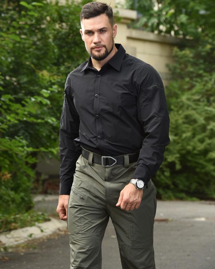 Men's Tactical Shirt Fishing Shirts Long Sleeve Sun Protection Breathable Quick Dry Work Shirt for Hiking - Image 2