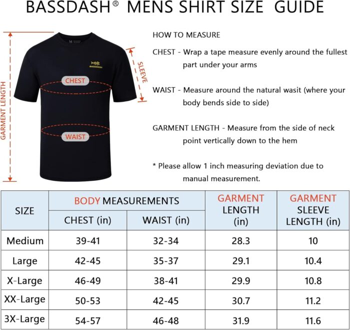 BASSDASH Men’s UPF 50+ Short Sleeve Fishing Shirts Performance Cooling UV Sun Protection Hiking T-Shirts - Image 3