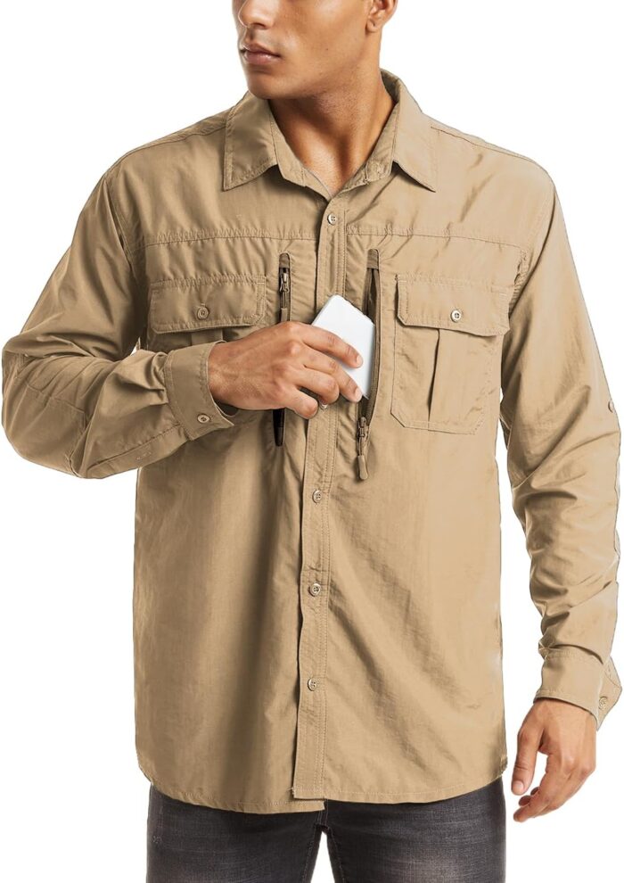 MAGCOMSEN Men's UPF 50+ Sun Protection Shirts, Button Down Long Sleeve Shirt for Hiking, Fishing, Safari - Image 2