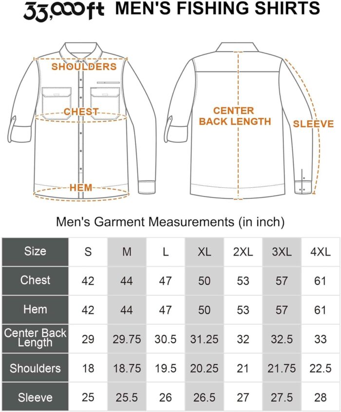 33,000ft Men's Long Sleeve Sun Protection Shirt UPF 50+ UV Quick Dry Cooling Fishing Shirts for Travel Safari Camping Hiking - Image 8