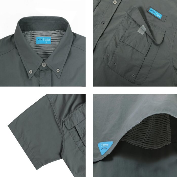 Men's UV UPF 50+ Fishing Shirts for Men Sun Protection Soild Breathable Fast Dry SPF Hiking Short Sleeve Shirts - Image 3