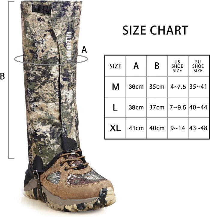 Hunting Gaiters Leg Gaiters: High-Performance Hunting Boot Gaiters, Waterproof Hiking Gaiters with Upgraded Rubber - Image 6