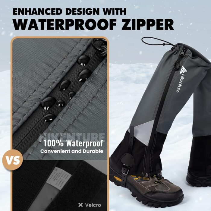 Hikenture Gaiters for Hiking Waterproof, Leg Gaiters with Upgraded Zipper Design, Lightweight Shoe Gaiters for Men Women, Dirt-Proof Ripstop Hiking Gaiters, Breathable Boot Gators for Hunting - Image 2