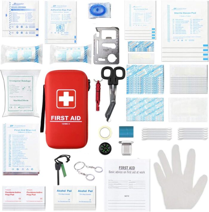 SHBC Compact First Aid Kit (139 Piece) Adventure Medical Kits Waterproof- Includes Emergency Blanket, Fire Starter, Compass, Wire Saw for Survival, Home, Car, Camping, Hiking, Hunting, Sport - Image 7