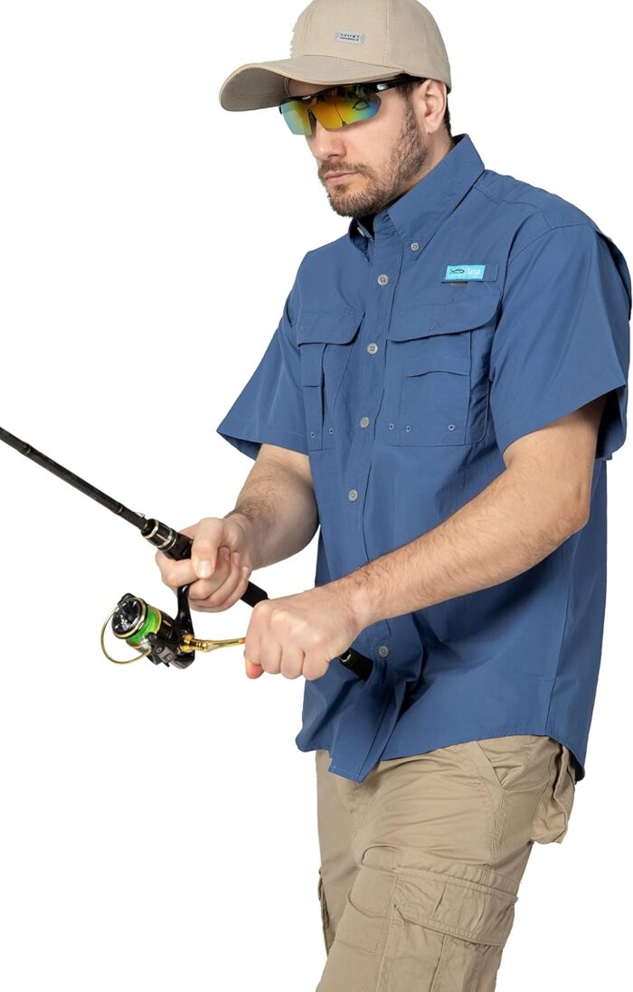 Men's UV UPF 50+ Fishing Shirts for Men Sun Protection Soild Breathable Fast Dry SPF Hiking Short Sleeve Shirts - Image 4