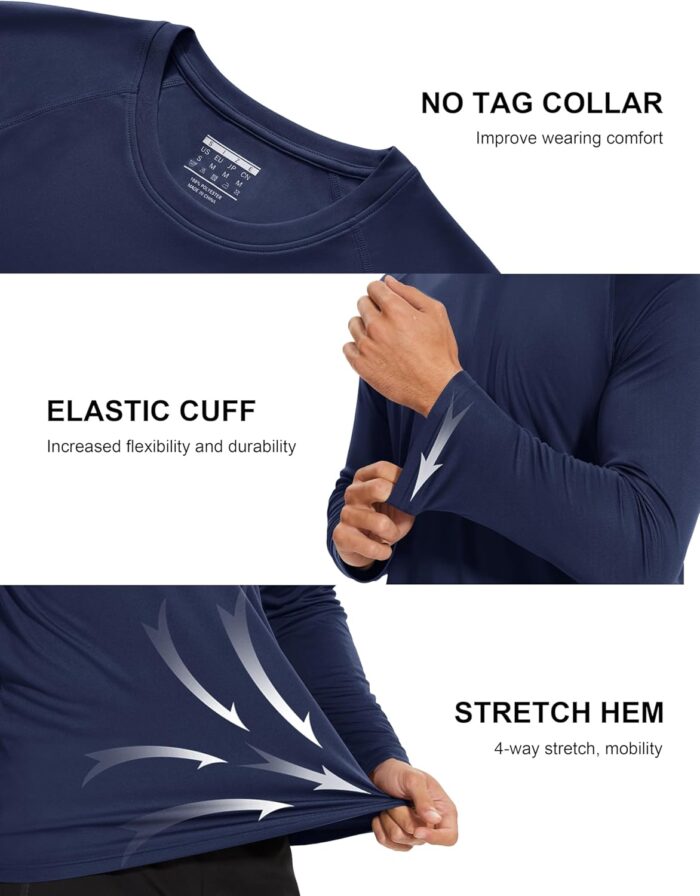 MAGCOMSEN Men's Long Sleeve Shirts UPF 50+ UV Sun Protection Athletic Shirts for Hiking Running Workout Rash Guard - Image 4