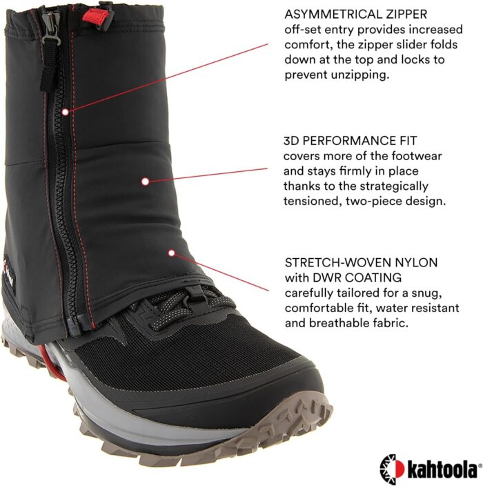 Kahtoola INSTAgaiter Mid Gaiters for Hiking, Trail Running, Mountaineering, Hunting, Rocky Terrain, Mud, Snow & Ice - Image 3