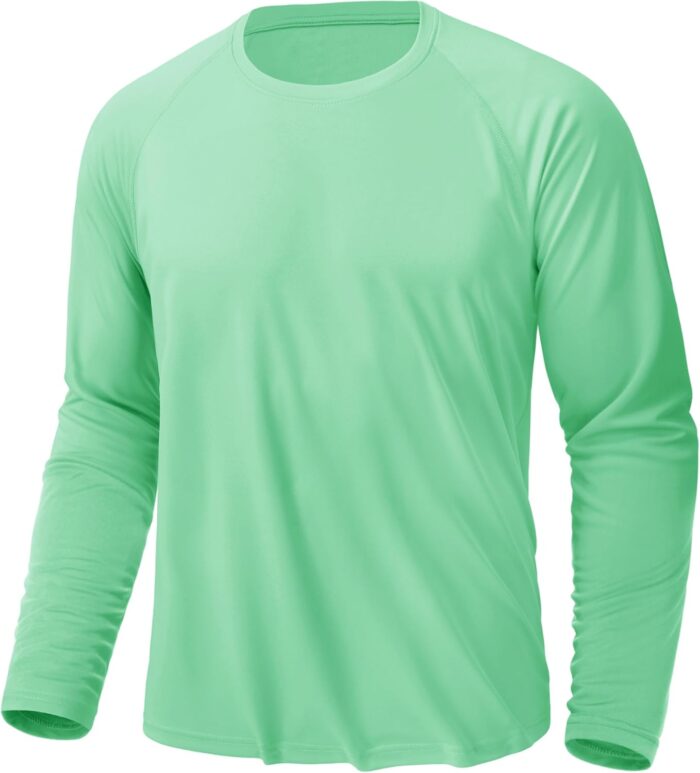 KEFITEVD Men's UV Sun Protection UPF 50+ Shirts Long Sleeve Rash Guard Workout Quick Dry Shirt for Hiking Fishing Swimming
