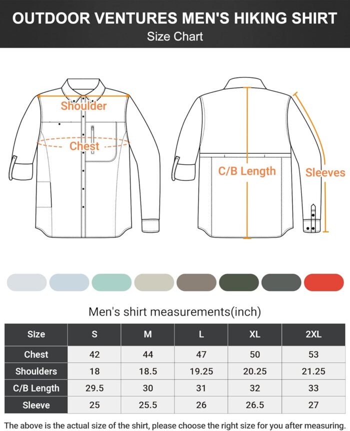 Outdoor Ventures Men's Long Sleeve Hiking Shirt UPF 50 UV Sun Protection Shirt Cooling Quick Dry for Travel Fishing Safari - Image 7
