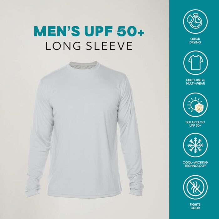 Vapor Apparel Men's Outdoor UPF 50+ Long Sleeve T-Shirt, UV Sun Protection for Fishing, Running, Hiking, Swimming - Image 3