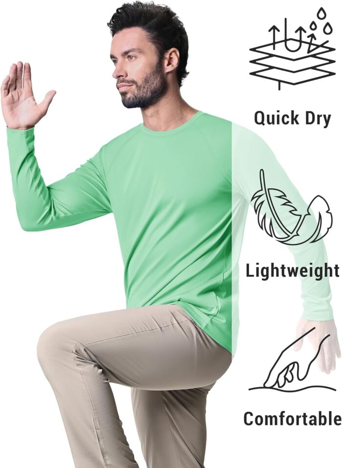 KEFITEVD Men's UV Sun Protection UPF 50+ Shirts Long Sleeve Rash Guard Workout Quick Dry Shirt for Hiking Fishing Swimming - Image 2