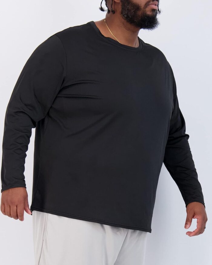 Real Essentials 3 Pack: Men’s Big & Tall Tech Stretch Long-Sleeve & Short-Sleeve Dry-Fit T-Shirt (3XT-5XT) - Image 4