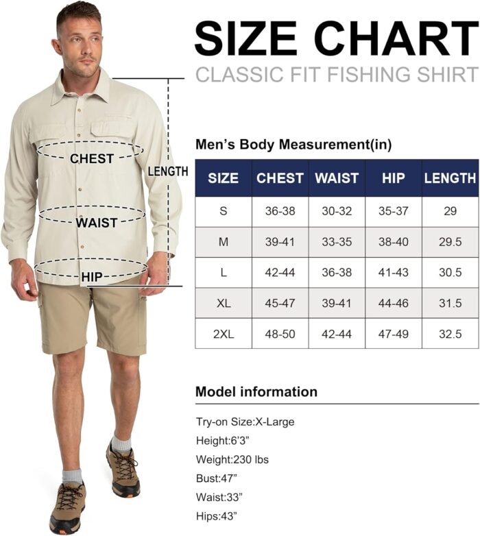33,000ft Men's Long Sleeve Sun Protection Shirt UPF 50+ UV Quick Dry Cooling Fishing Shirts for Travel Safari Camping Hiking - Image 7